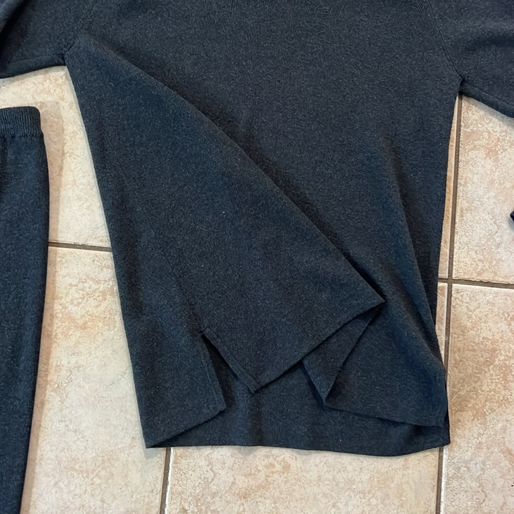 VTG JEANNE PIERRE‎ Charcoal Gray Cotton Knit SET, Sz S Long Sleeve Top & L Skirt - Picture 7 of 13